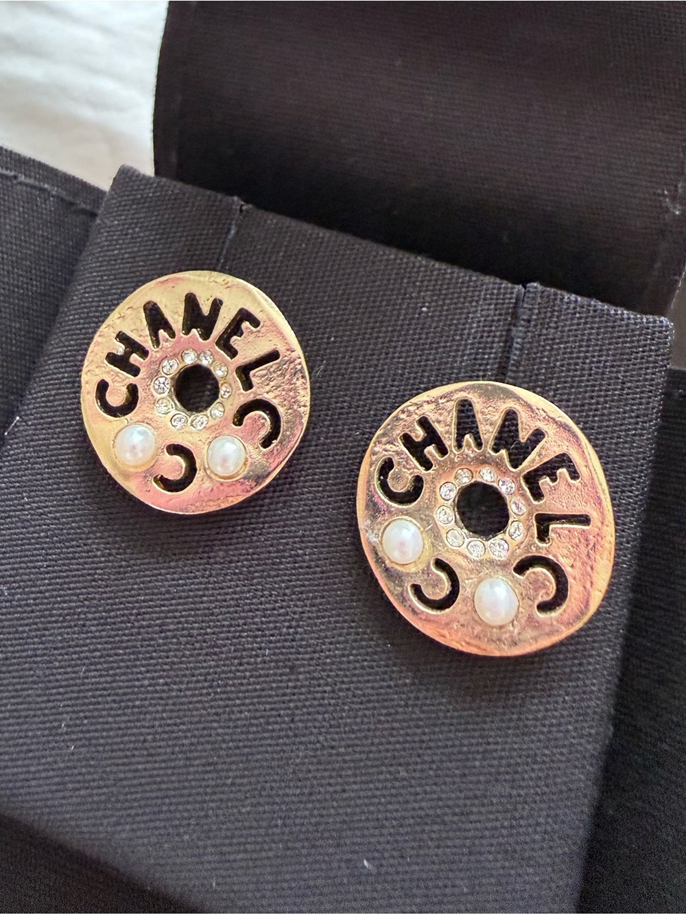CHANEL Métiers d’Art Paris-New York Egypt CC Coco Gold Logo Stud Earrings
